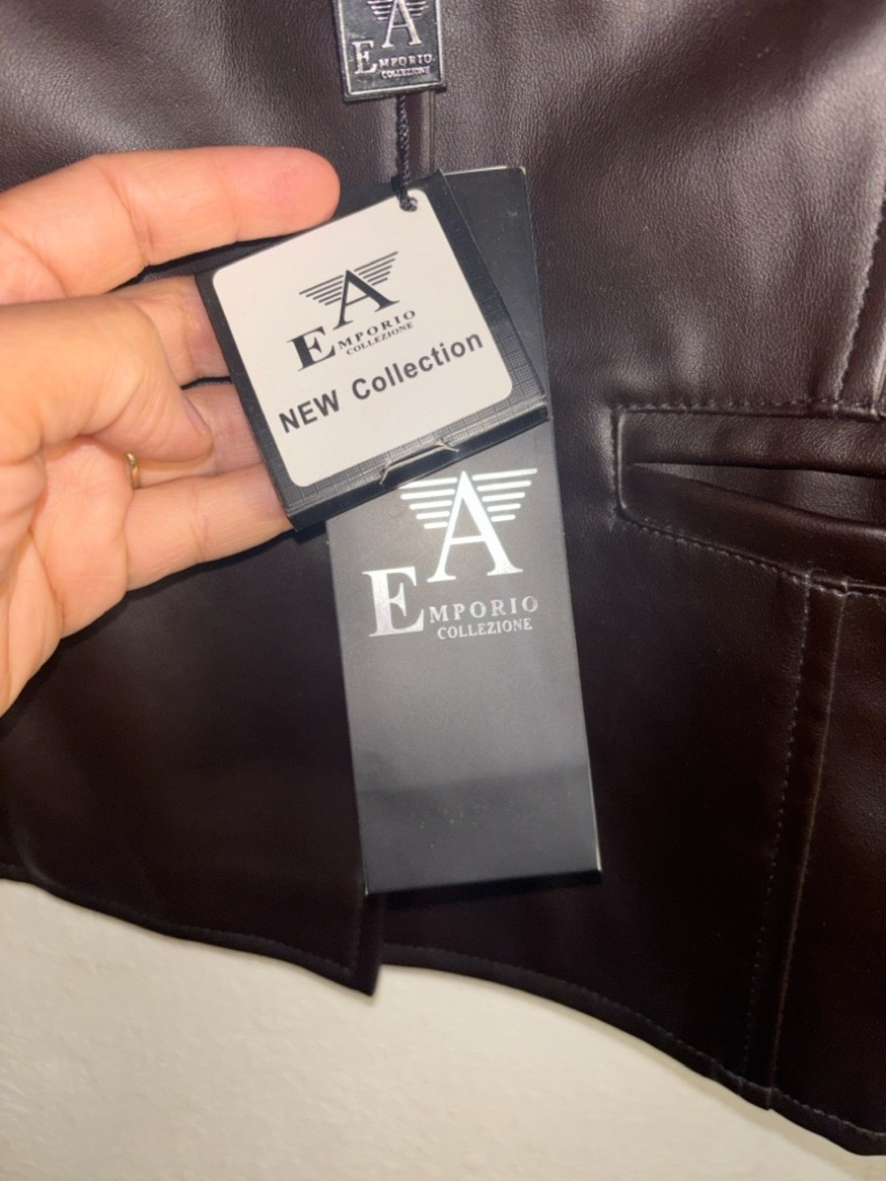 Emporio Armani Dark Brown Leather Jacket - Tailored Blazer Style - Picture 7 of 14